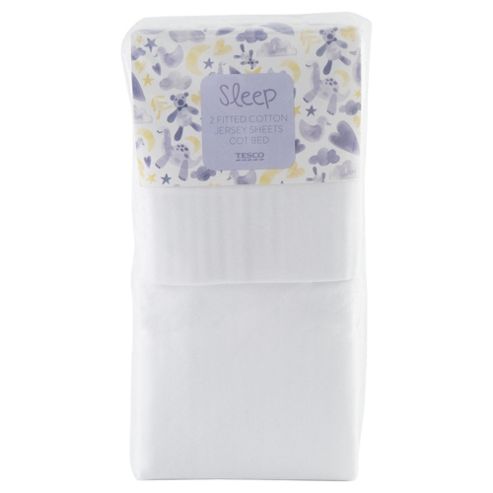 Image of Tesco Cot Bed 2 Fitted Sheets, White