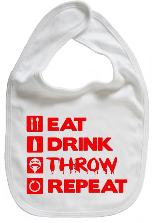Image of Dirty Fingers Eat Drink Throw Repeat Baby Bib White
