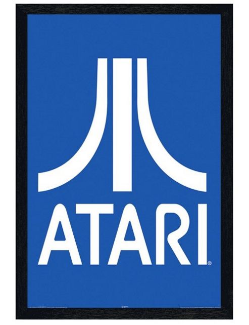 Image of Black Wooden Framed Atari Gaming Logo Poster