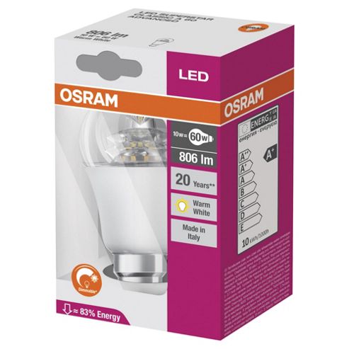 Image of Osram Led Classic Ashape 60w B22d (bayonet) Clear