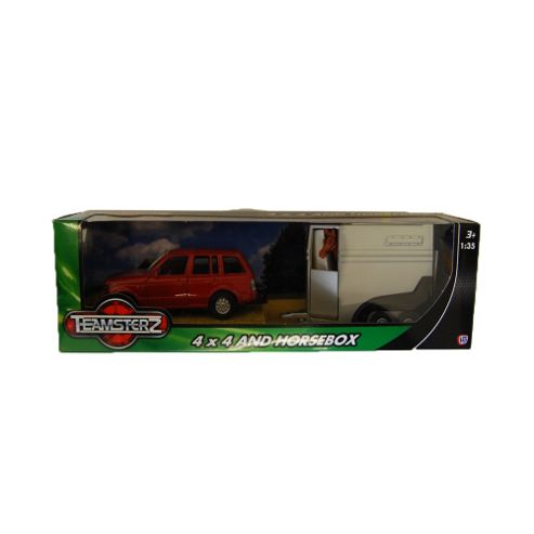 Image of Teamsterz 4x4 Vehicle With Horse Box Trailer Toy Model