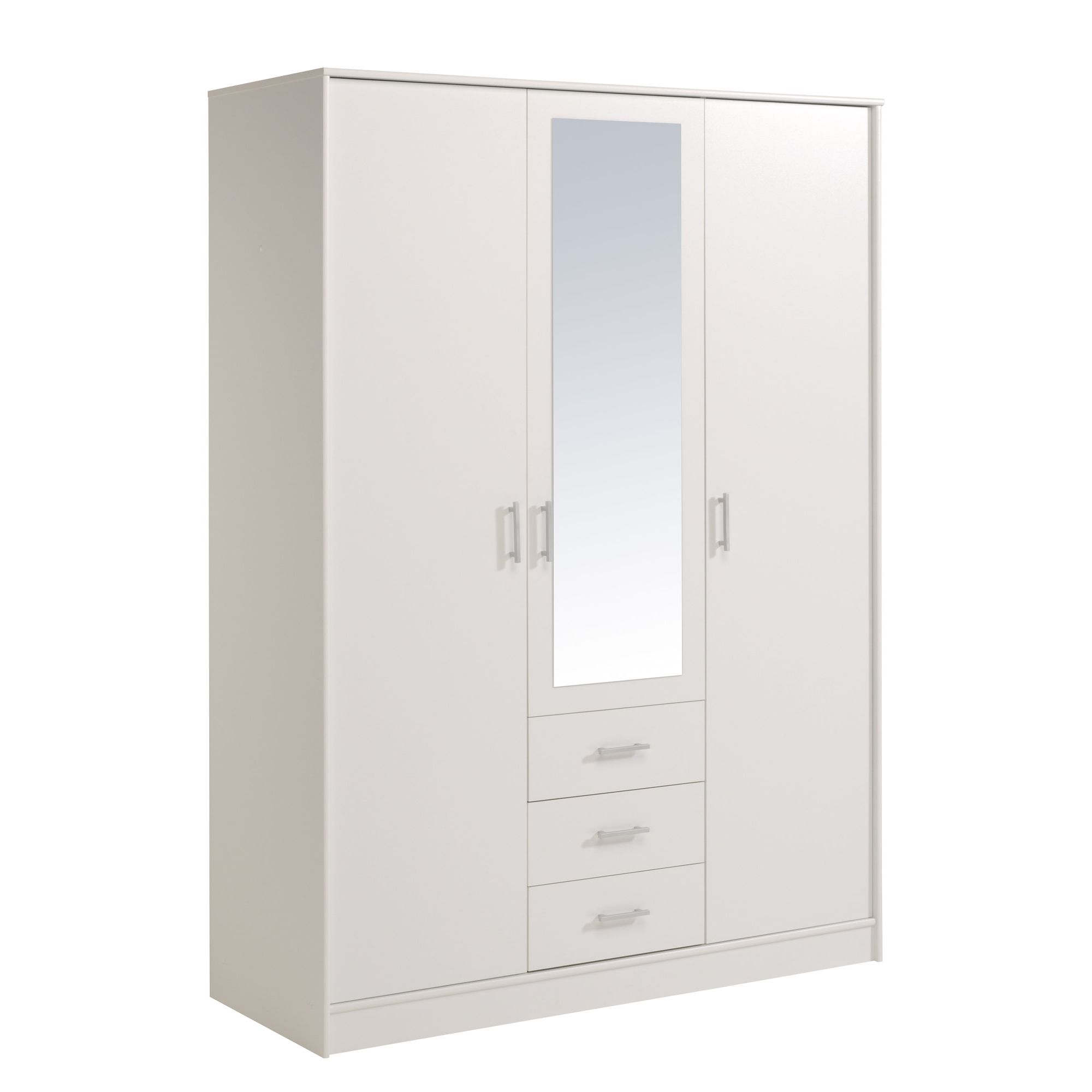 Parisot Essential Wardrobe with 3 Doors and 3 Drawers - White Megeve at Tesco Direct