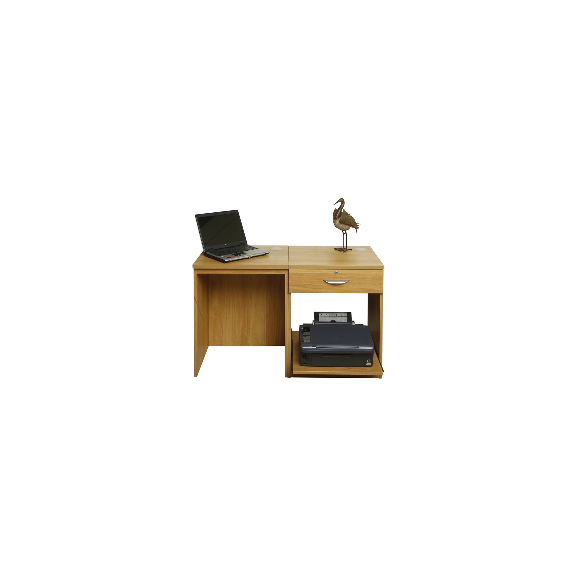 Enduro Home Office Desk / Workstation with Drawer and Printer Storage - Beech at Tesco Direct