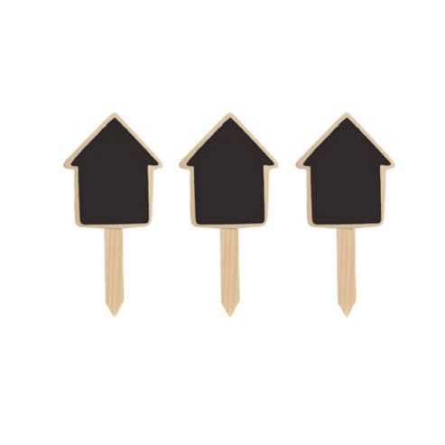 Image of Wooden Blackboard 4.5in Garden Herb Or Plant Labels In House Shape