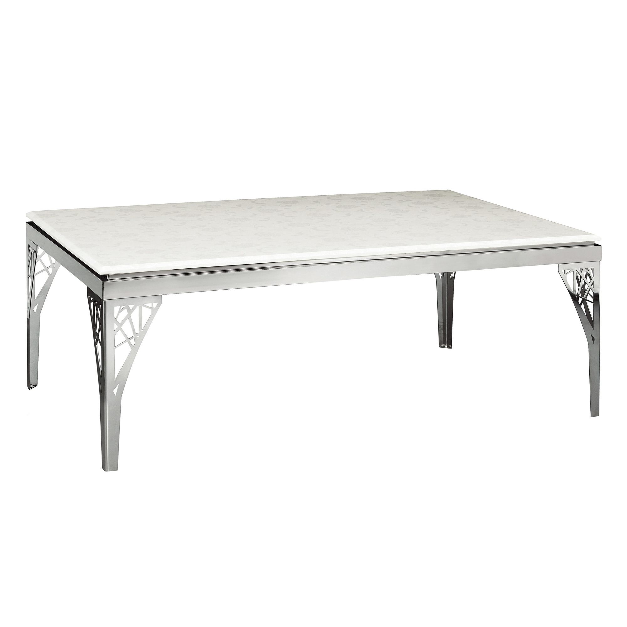 Premier Housewares White Marble Coffee Table with Stainless Steel Legs at Tesco Direct