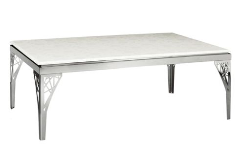 Image of Premier Housewares White Marble Coffee Table With Stainless Steel Legs