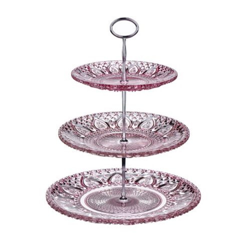 Image of Sparkle - Glass 3 Tier Cake / Afternoon Tea Stand - Pink