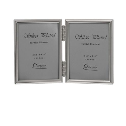 Image of Evergreen Thin Edge Double Photo Frame - 2.5" X 3.5"