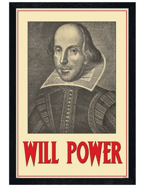 Image of William Shakespeare Black Wooden Framed Will Power Poster