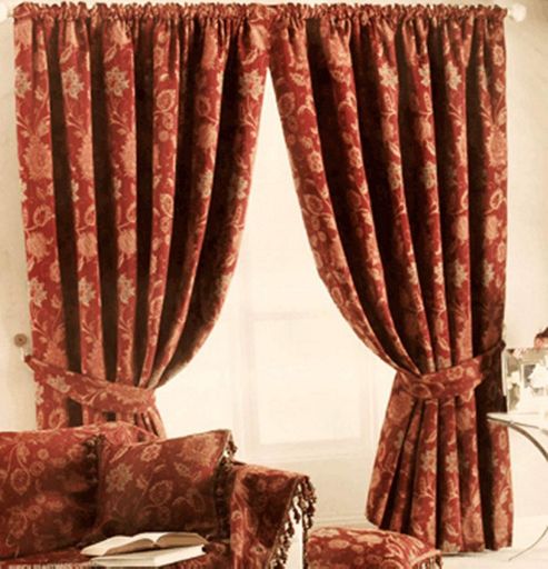 Image of Zurich Lined Ready Made Curtains - Red