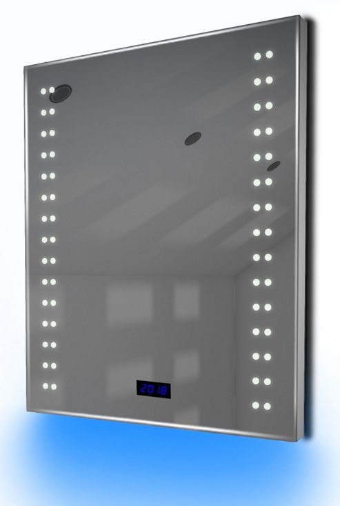 Image of Bathroom Clock Mirror With Underlighting, Bluetooth, Demist & Sensor K187baud