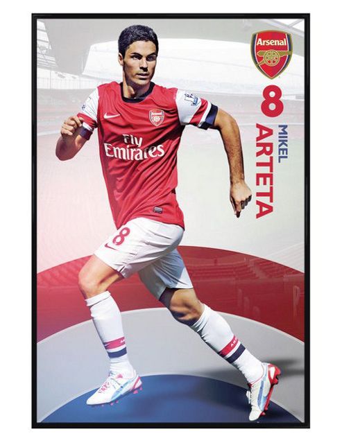 Image of Arsenal Football Club Gloss Black Framed Mikel Arteta Afc Poster