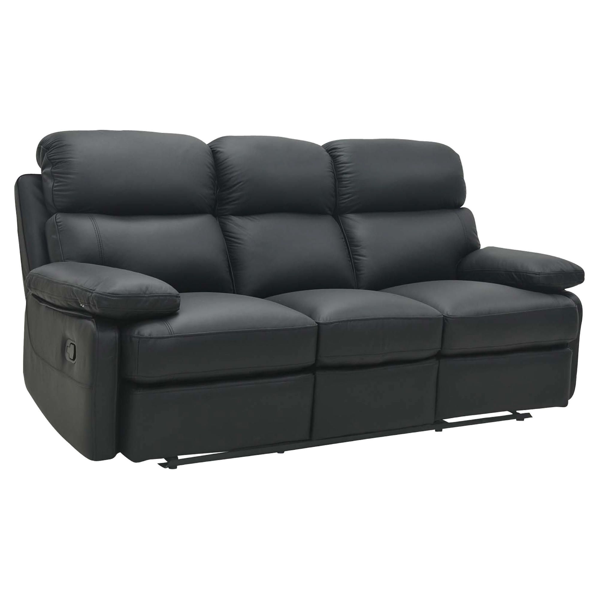 Cordova Leather Large Recliner Sofa Black at Tesco Direct