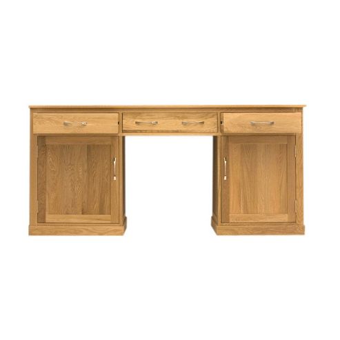 Image of Baumhaus Mobel Oak Large Hidden Office Twin Pedestal Desk