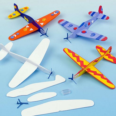 Image of Colour In Plane Gliders To Make & Decorate Flying Children's Toys Party Bag Filler Games Prizes (pack Of 8)