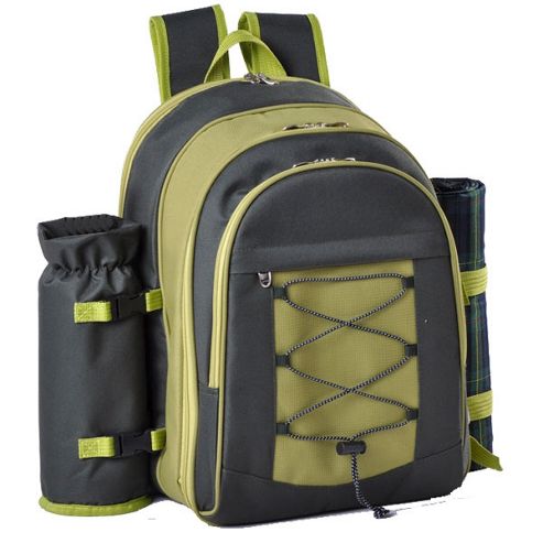 Image of Confidence Picnic Backpack Hamper Green Inc Plates, Cutlery