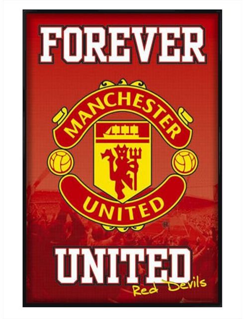 Image of Manchester United Football Club Gloss Black Framed Forever United Mufc Poster
