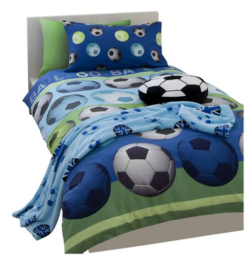 Image of Catherine Lansfield Football Duvet Cover Set In Blue - Blue