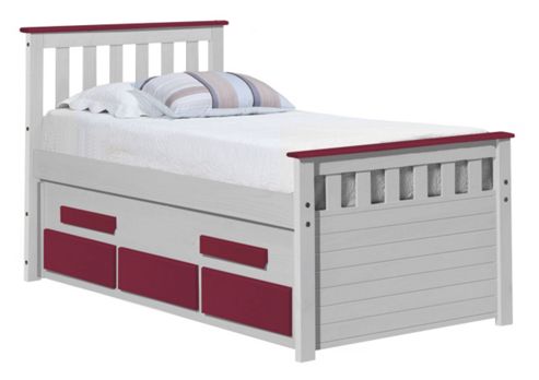 Image of Captains Bergamo Guest Bed 3ft Whitewash With Fuschia Details