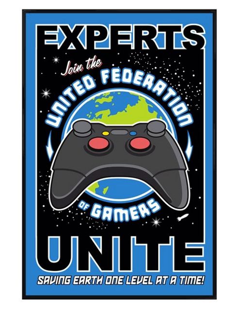 Image of Gloss Black Framed Gamers Unite United Federation Of Gamers Poster