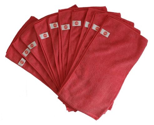 Image of Microfibre Cleaning Car, House, Boat - Pack Of 10 Cloths - 40cm X 40cm - Red