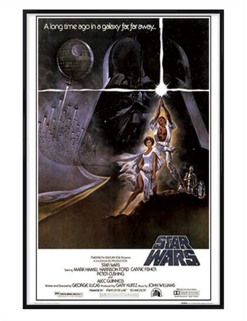 Image of Gloss Black Framed Star Wars A New Hope Original Movie Score Poster