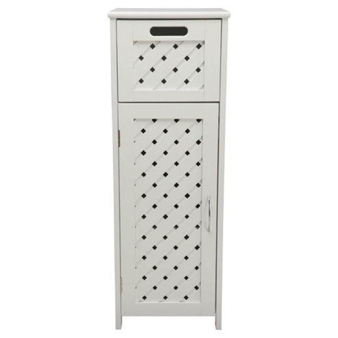 Image of Sheringham White Wood Weave Single Door & Drawer Unit