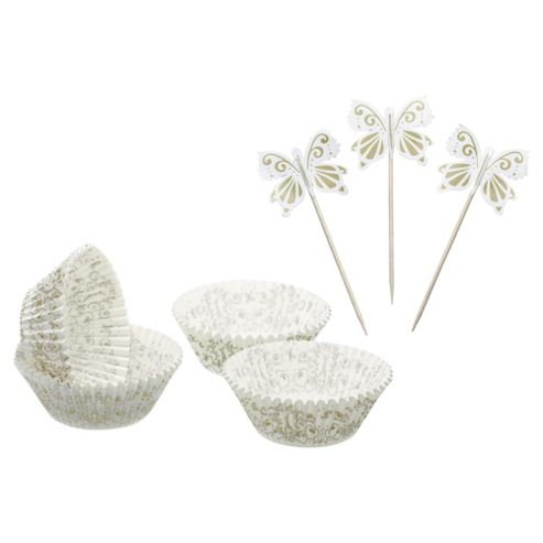 Image of Kitchencraft Sweetly Does It Cup Cake Case And Cake Topper Set