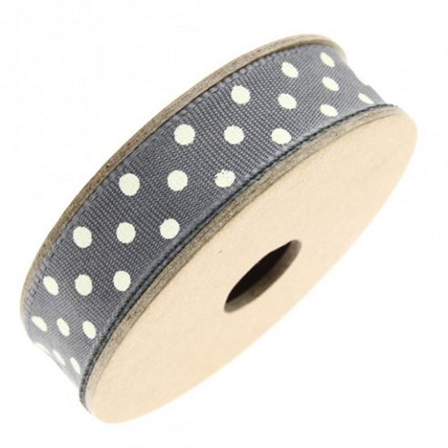 Image of Ribbon Reel - Dotty Charcoal With Cream