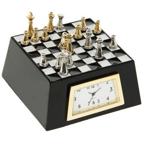 Image of Chess - Techno Chess Game Clock Ornament - Black / Gold / White