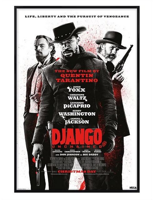 Image of Gloss Black Framed Django Unchained Tarantino Masterpiece Poster