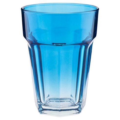 Image of Tesco Single Soda Glass, Bright Blue Ombre