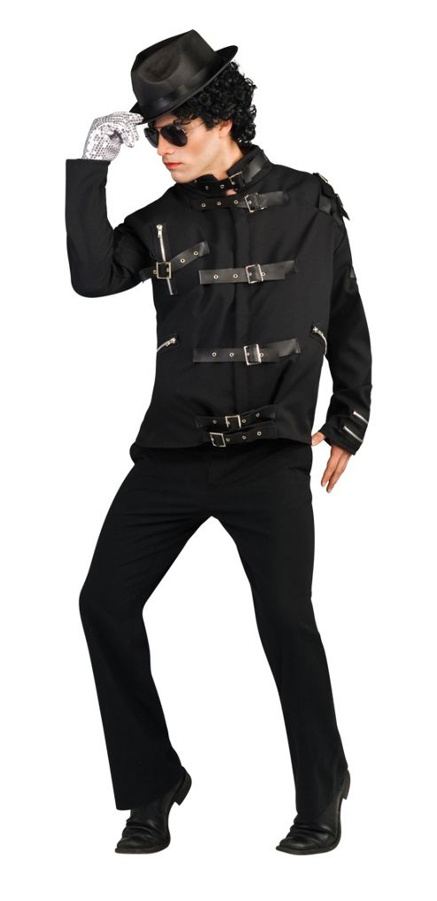 Image of Rubie's Fancy Dress Costume - Deluxe Michael Jackson Black Bad Jacket - Adult Uk Large