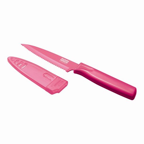 Image of Kuhn Rikon Colori 10cm Serrated Paring Knife - Fuchsia