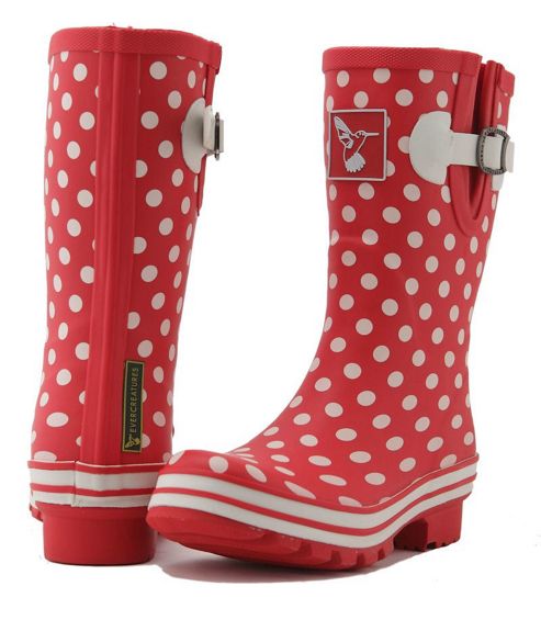 Image of Evercreatures Ladies Evergreen Short Wellies White Polka Dots 7