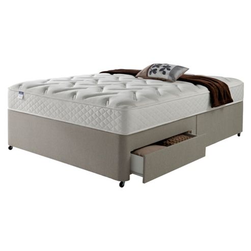 Image of Silentnight Miracoil Luxury Memory 4 Drawer divan Mink No Headboard - Double (4ft 6in)
