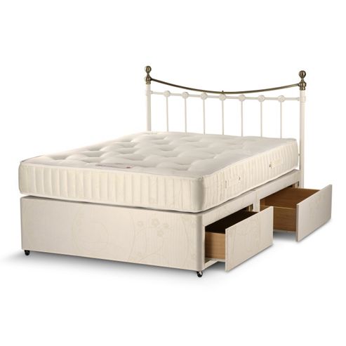 Image of Comfort 800 Divan Set - Single (3ft) - Platform Top - 2 Drawers - 1 Either Side