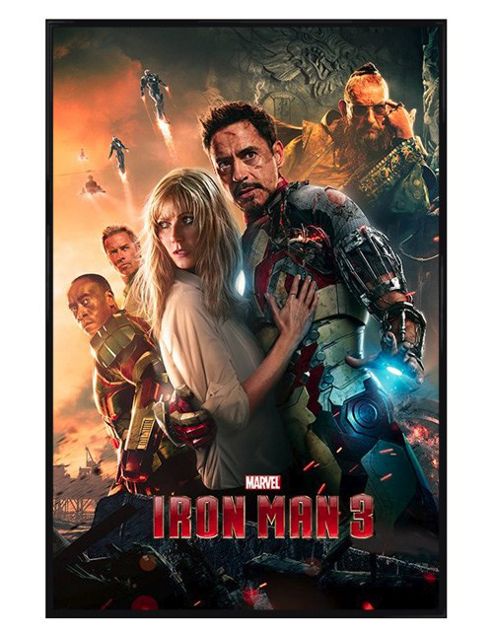 Image of Iron Man 3 Gloss Black Framed Cast Ensemble Poster
