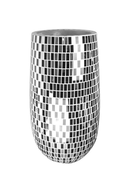 Image of Very Modern Design Extra Large Black And Mirror Mosaic Vase/flower Pot 101cm