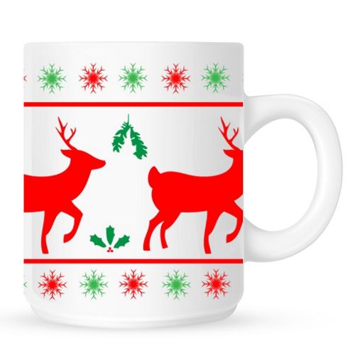 Image of Christmas Reindeer Pattern 10oz Ceramic Mug
