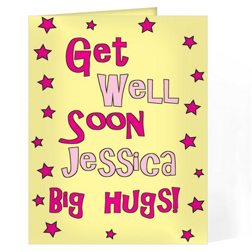 Image of Personalised Get Well Pink Stars Card