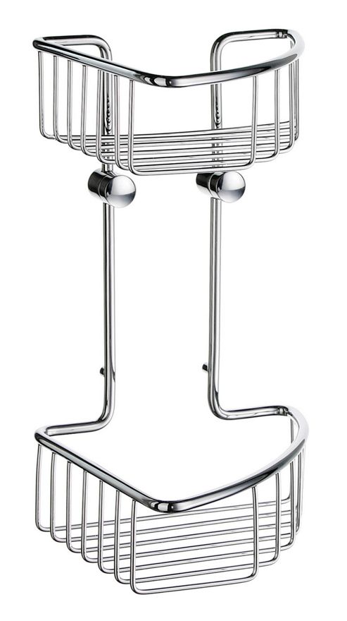Image of Smedbo Sideline Double Corner Soap Basket In Polished Chrome
