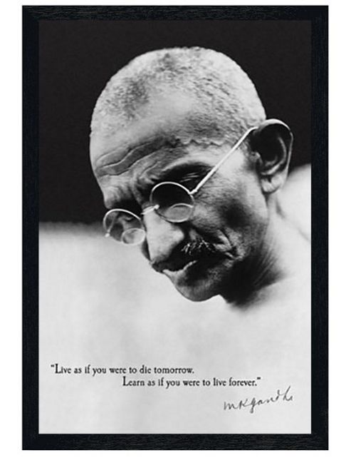 Image of Mahatma Gandhi Black Wooden Framed Live As If You Were To Die Tomorrow Poster