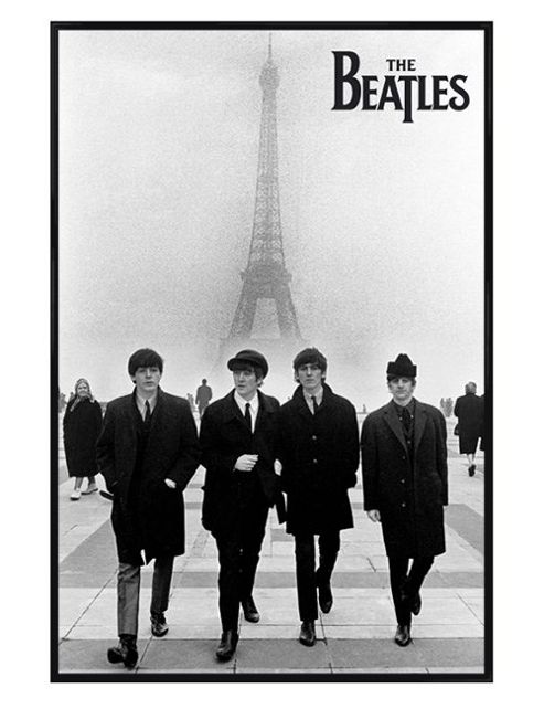 Image of The Beatles Gloss Black Framed Liverpool Lads In Paris Poster