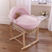 Clair de lune Dimple Natural Wicker Moses Basket - Pink