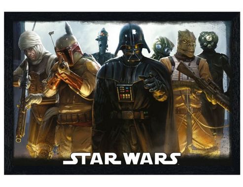 Image of Black Wooden Framed Star Wars Bounty Hunters Poster