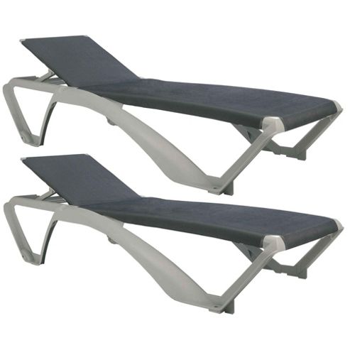 Image of Resol Marina Sun Lounger - Silver Frame / Blue Jeans Canvas - X2 Loungers