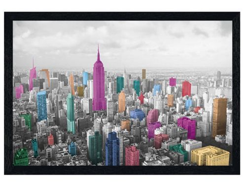 Image of New York City Black Wooden Framed Contemporary Colours In Manhattan Poster