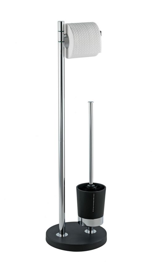 Image of Wenko Diamond Toilet Paper And Brush Stand In Black