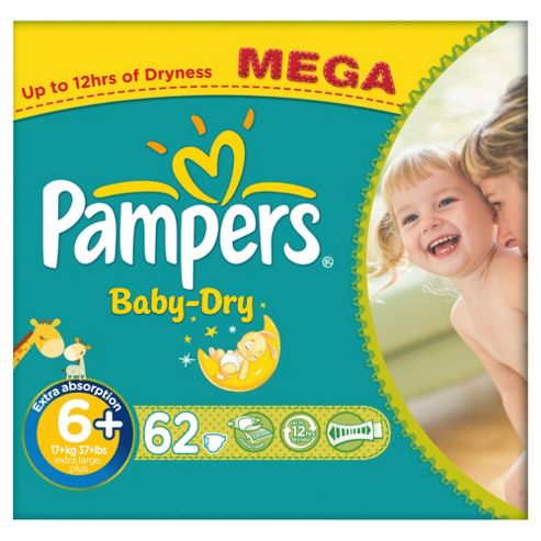 Image of Pampers Baby Dry Size 6+ Mega Pack - 62 Nappies